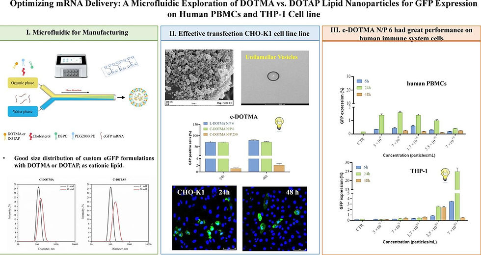 DOTMA vs. DOTAP lipid nanoparticles for GFP expression on human PBMCs and THP-1 cell line