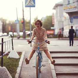 woman riding a bike