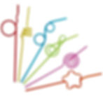 6 curly straws in red, yellow, blue, green, pink and red