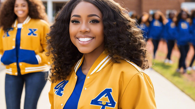 african american high school with sorority jackets blue and gold school colorrs.jpg
