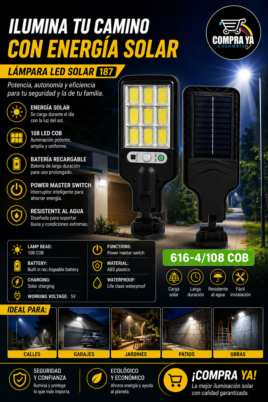 🛒-Luz Led Solar Mini For jardín - 187