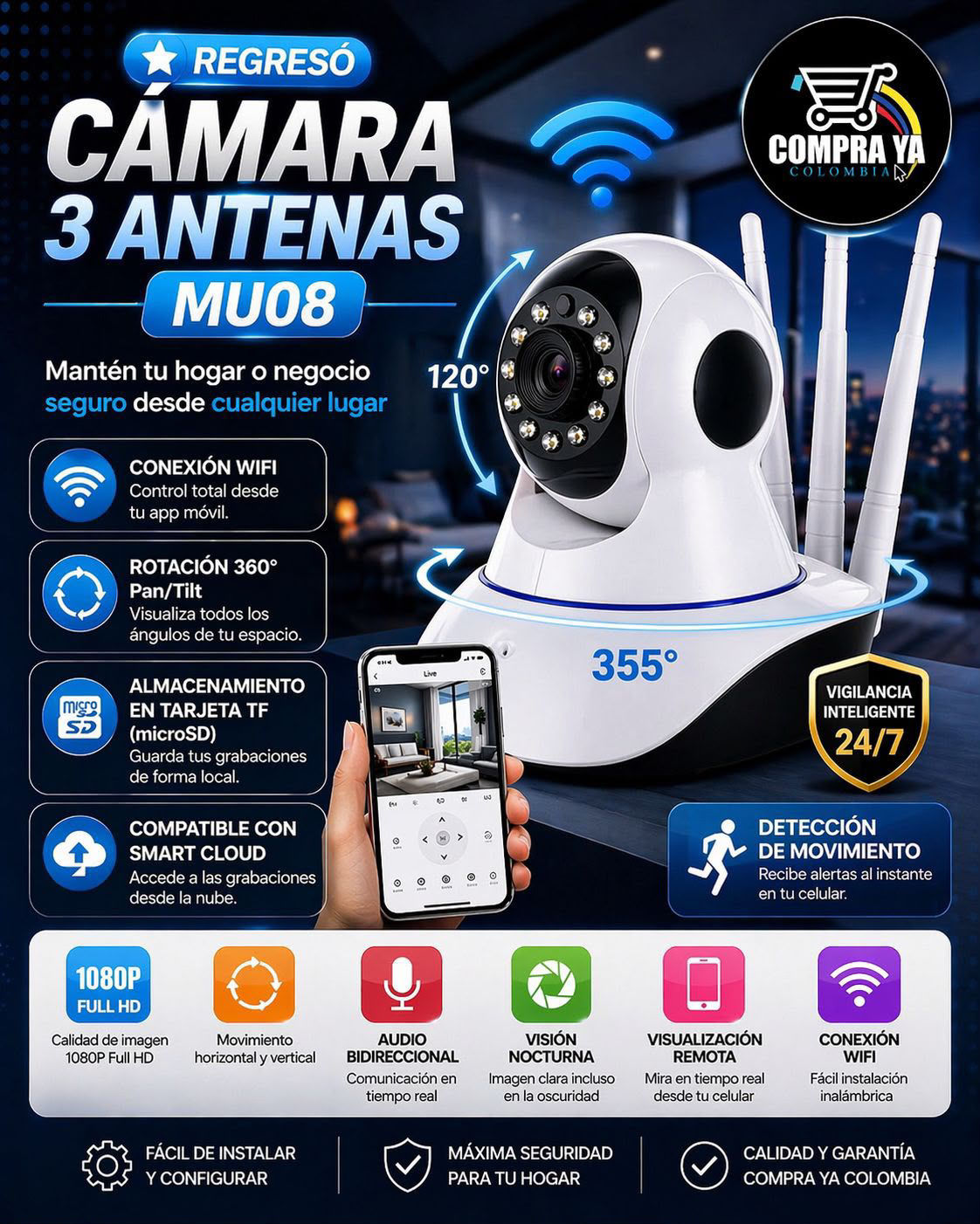 🛒cámara tres antenas