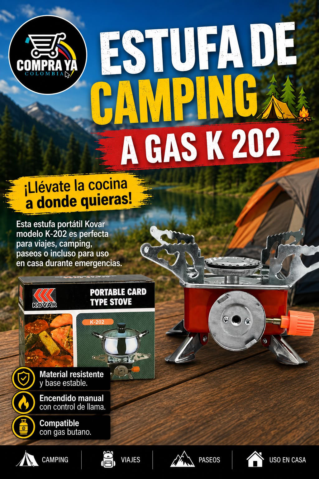 🛒-fogón de camping a gas 5212
