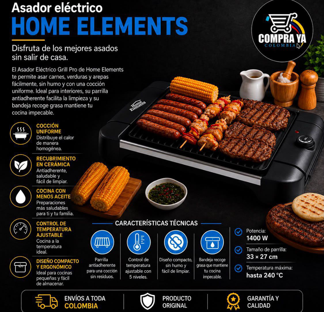 Asador eléctrico home Elements