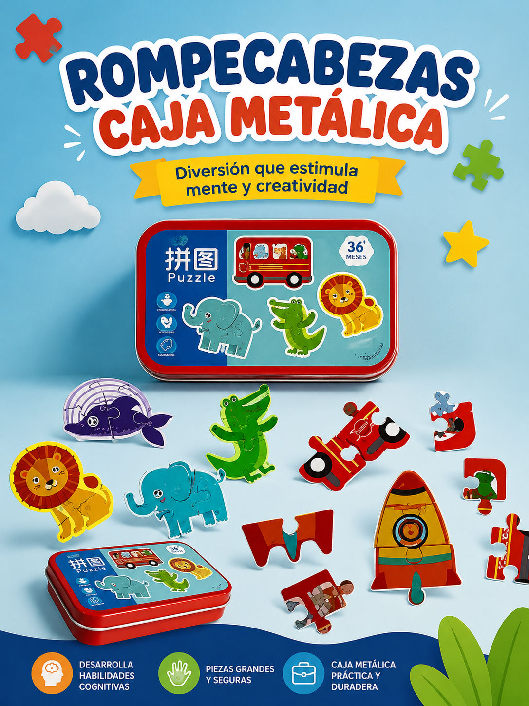 Rompecabezas caja metálica