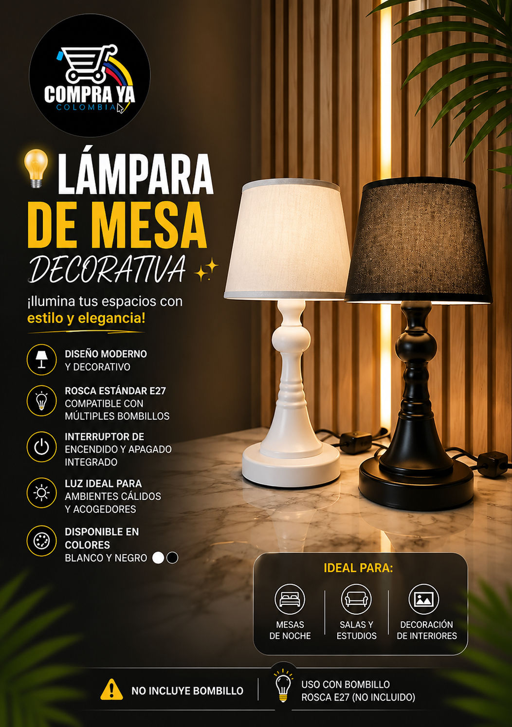 🛒-Lámpara mesa decoración