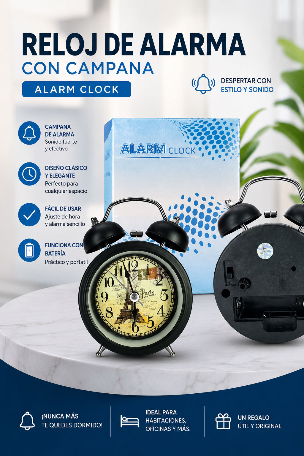 Reloj de alarma con campana alarma clock