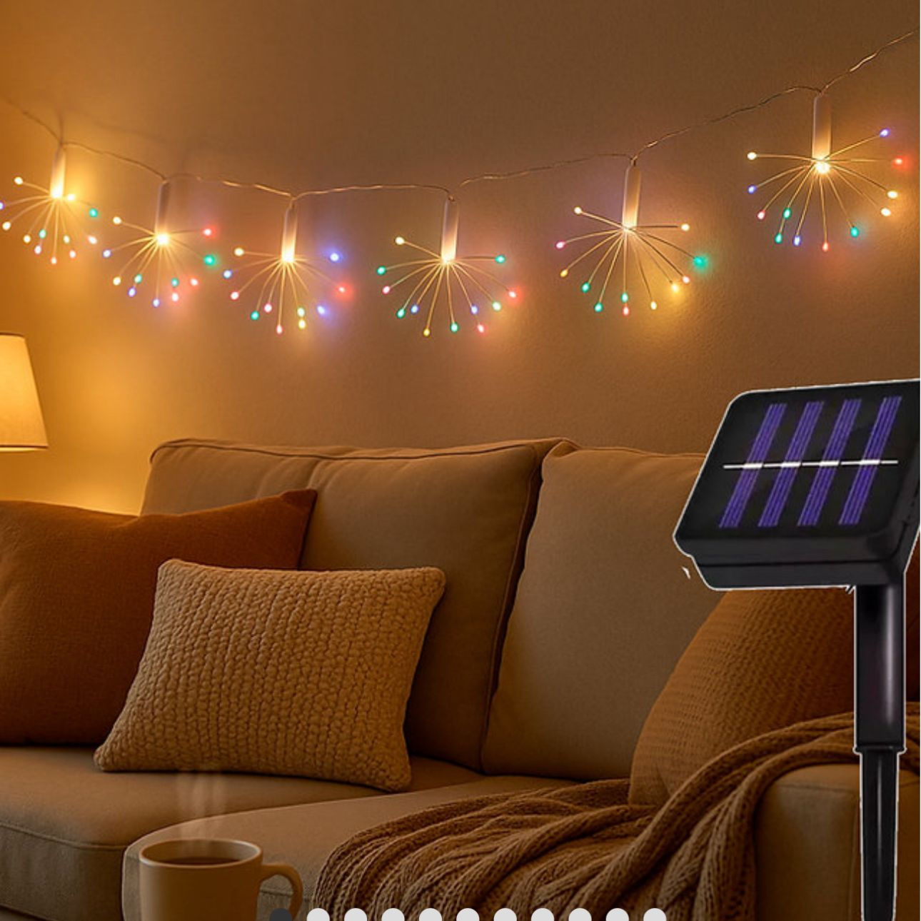 Cortina Solar Fuegos Artificiales X 7 USB 157 LED 3 Metros