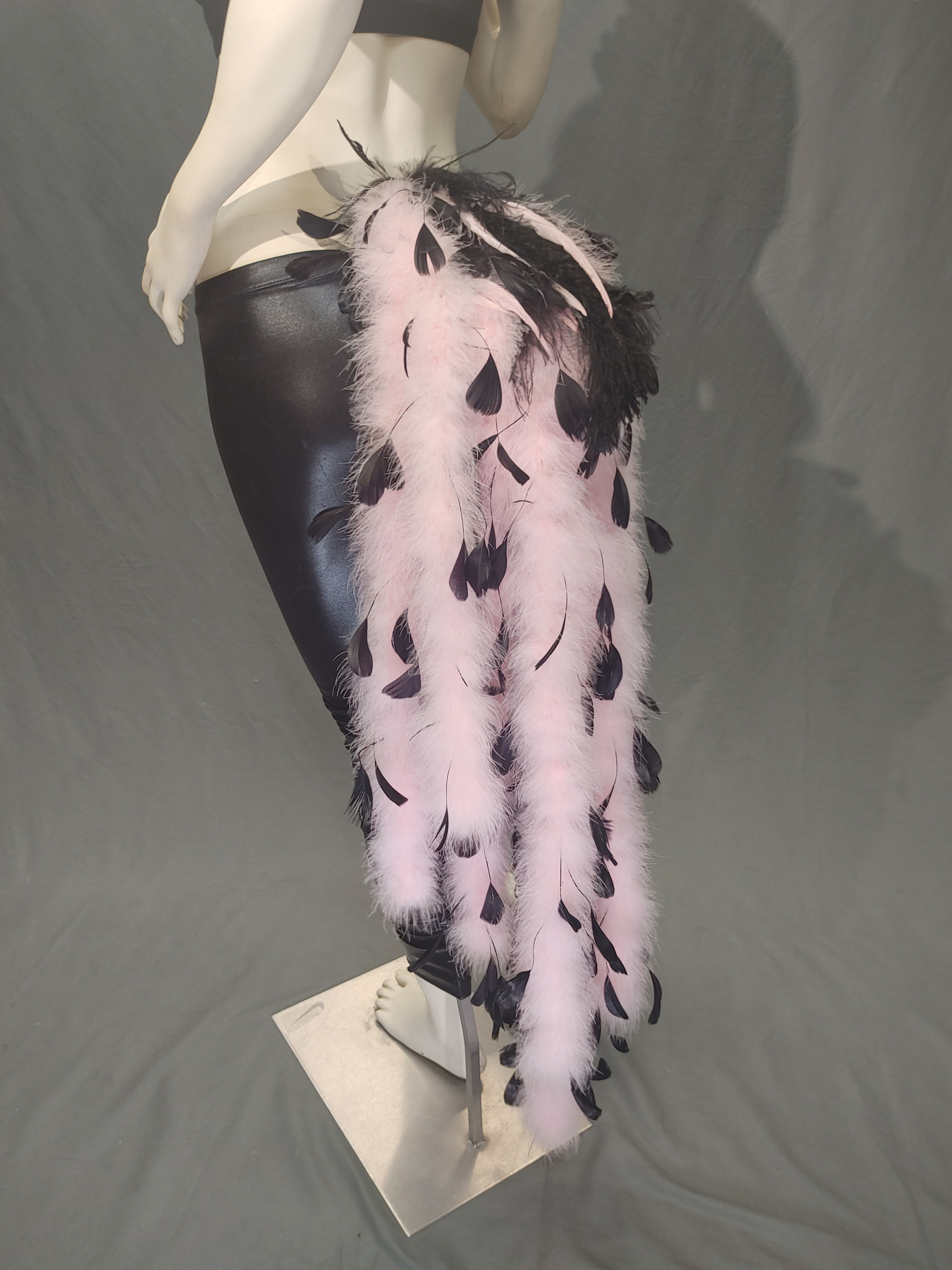 Pink Marabou & Black Goose Feather Bustle