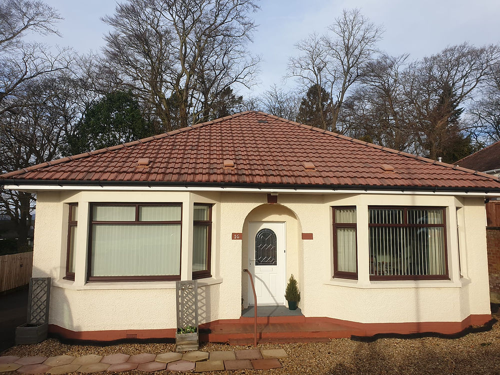 After picture roof cleaned and house painted in Fife. Roof Cleaned and house painted by Altitude Scotland