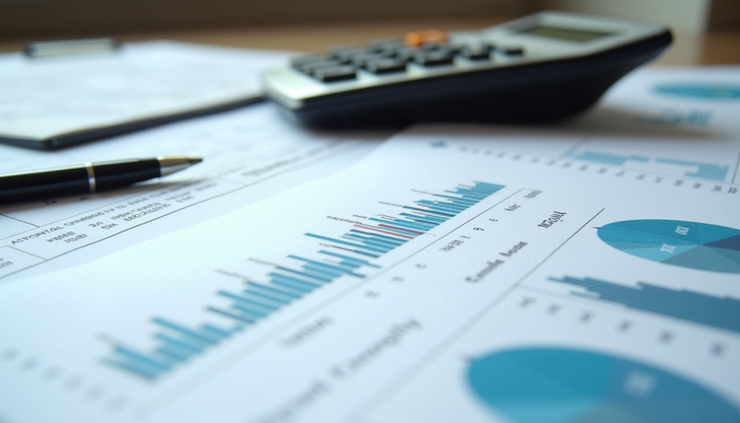 Close-up view of audit documents and financial reports on a desk