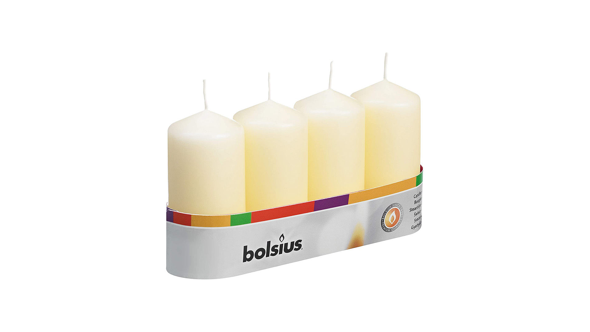Bolsius Pack of 4 Pillar Candles Regular Ivory 50 mm