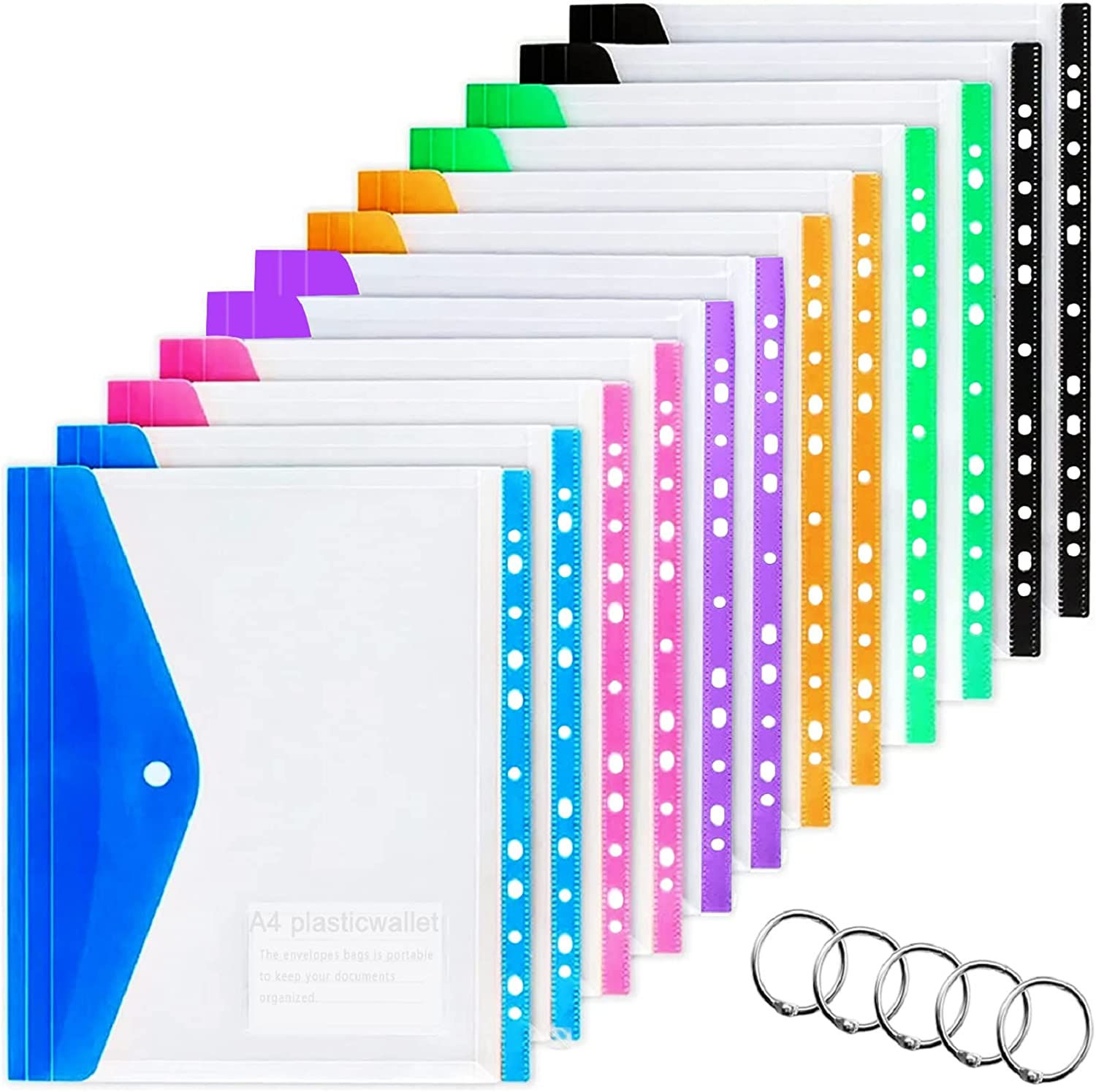 BYOXAQ Punch Pocket Paperwork A4 Document Organisers