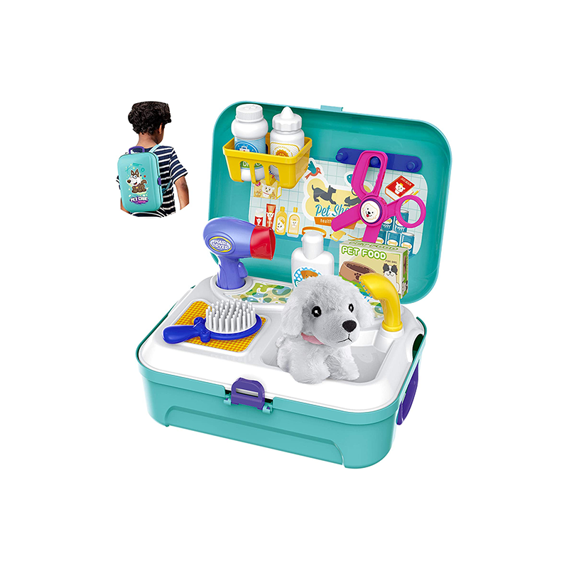 HERSITY Vet Toy Pet Care Kit Role Play Set Grooming Feeding Dog Animal Games