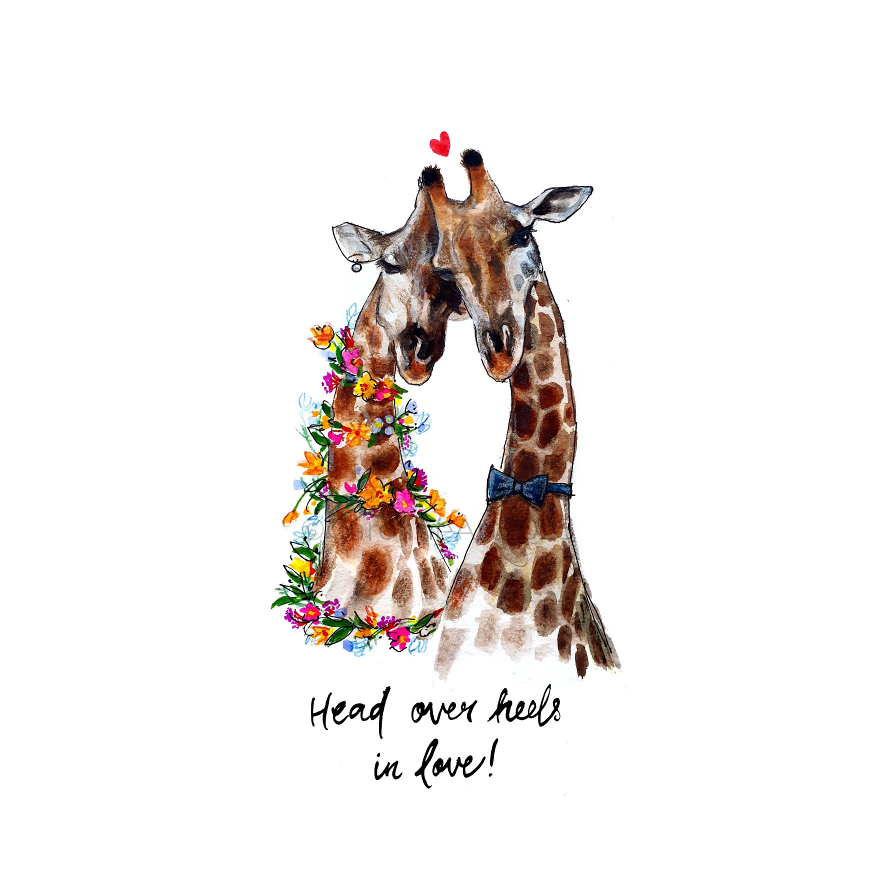 Giraffe card, wildlife, wedding card