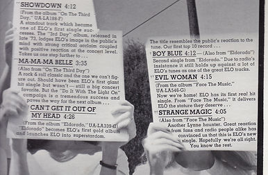 OLE ELO - Rear Sleeve Strange Magic Description