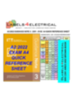 AMD2:2022 A4 QUICK REFERENCE FOR GN3  - 2391 18TH EDITION LABEL SHEET