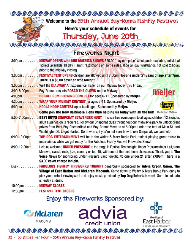 Schedule of Events Non Profit Organization Bay Rama Inc New