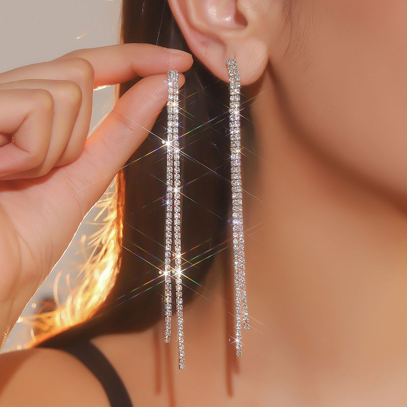 Thumbnail: Crystal Cascade Drop Earrings