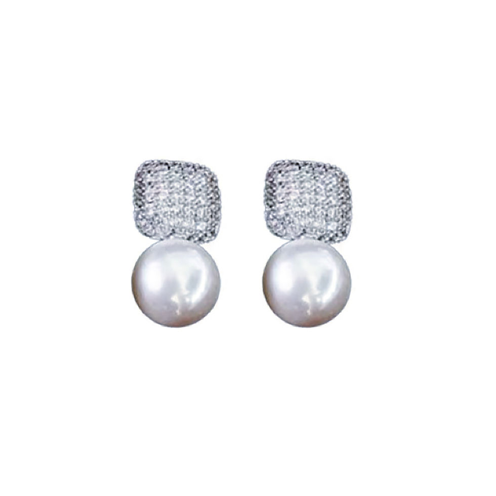 Thumbnail: Crystal Pearl Elegance Earrings