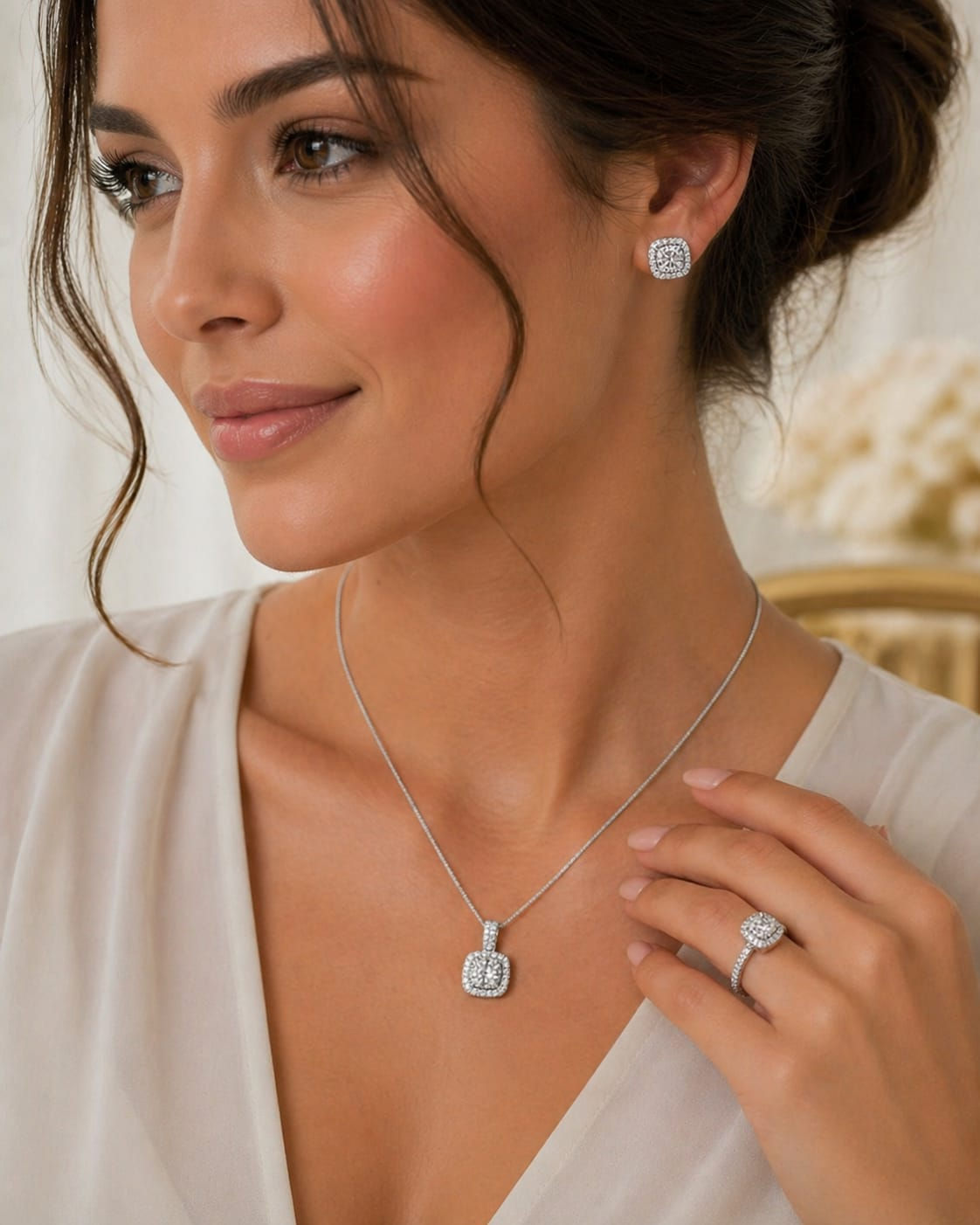 Radiant Halo Jewellery Set
