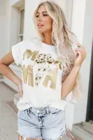 White and gold leopard mama lighting bolt