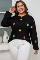 Flower embroidered puff sleeve top