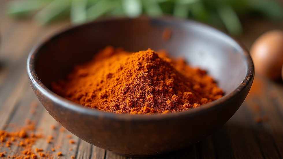 Close-up view of a bowl filled with mixed spices for meat rub