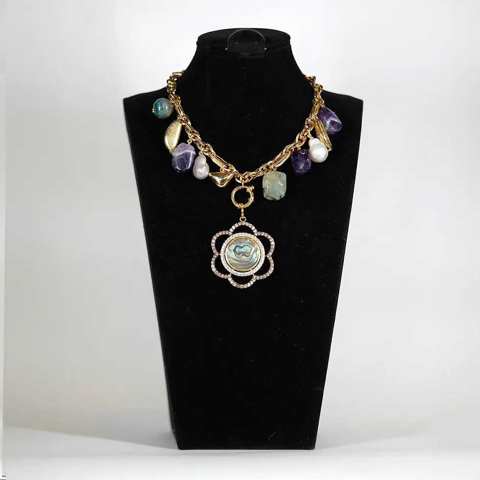 Thumbnail: Abalone Flower Pendant Necklace