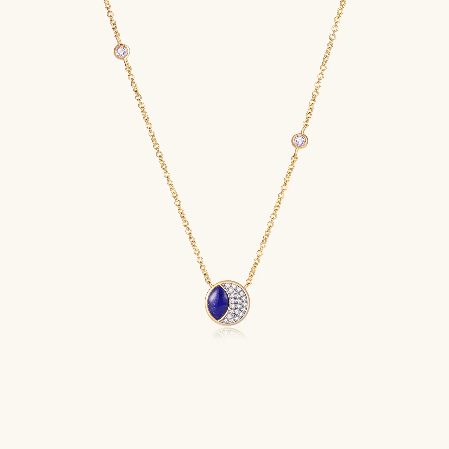 Starry Night Eclipse Lapis Lazuli Necklace In 18K Yellow Gold Vermeil