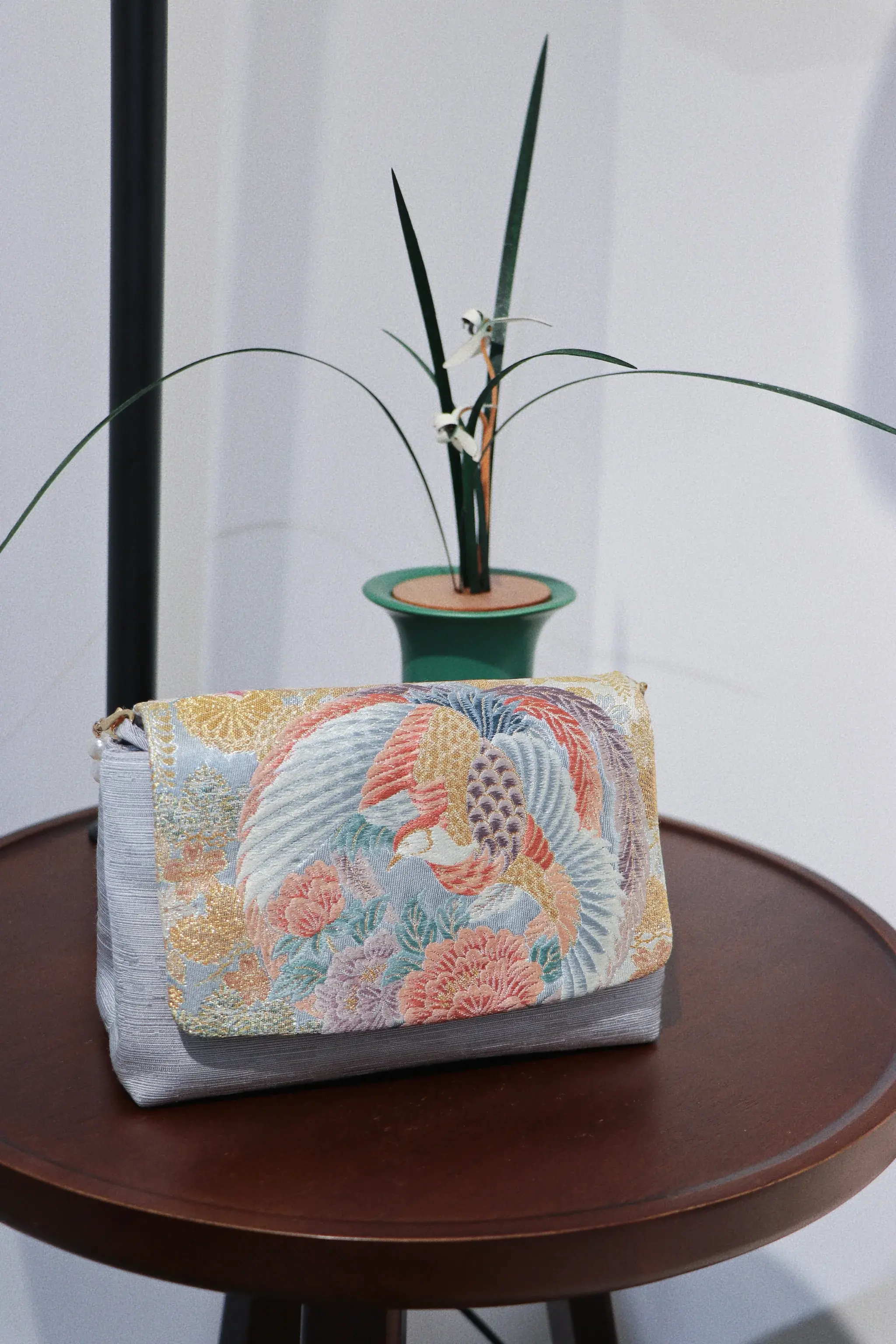 Azure Crane Brocade Clutch 青鶴錦羽手包