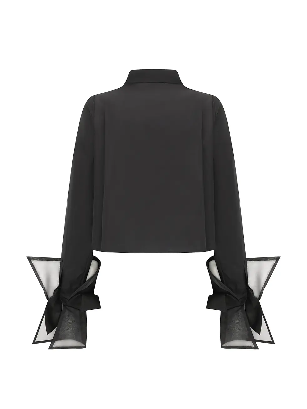 Thumbnail: Organza Cropped Shirt - Black