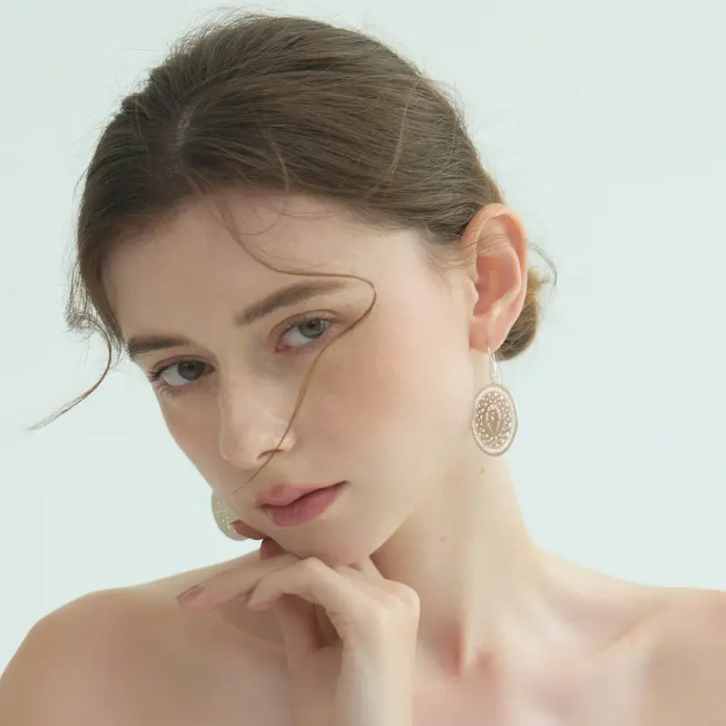 Thumbnail: Handmade Earrings,Silver,Drum Rhythm series