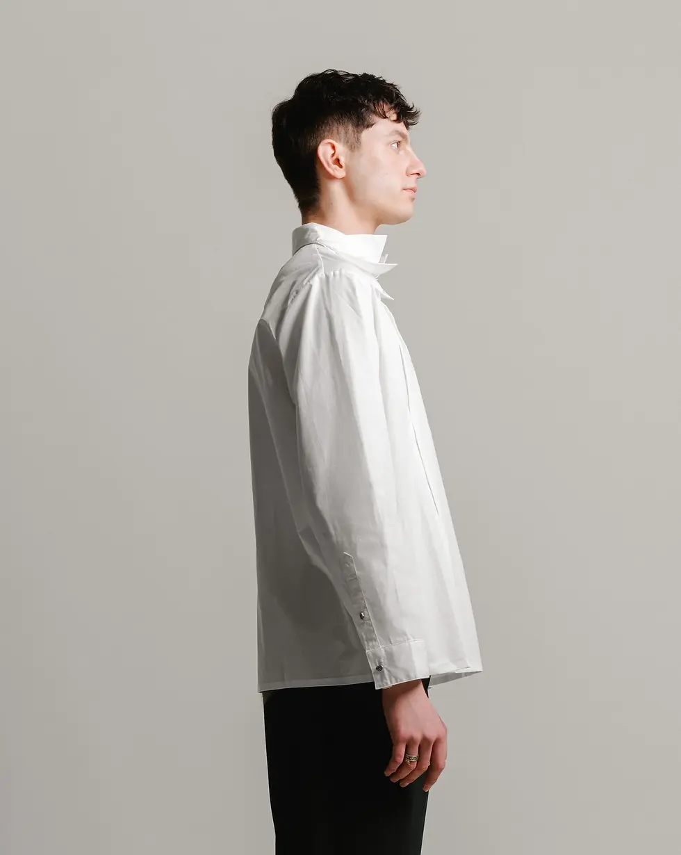 Thumbnail: 3-layer Oversize Shirt - Unisex White
