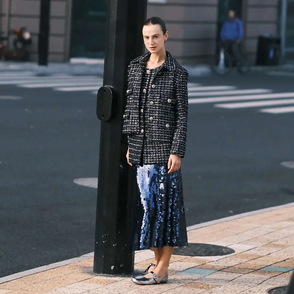Thumbnail: Navy Blue Shiny Tweed Vest