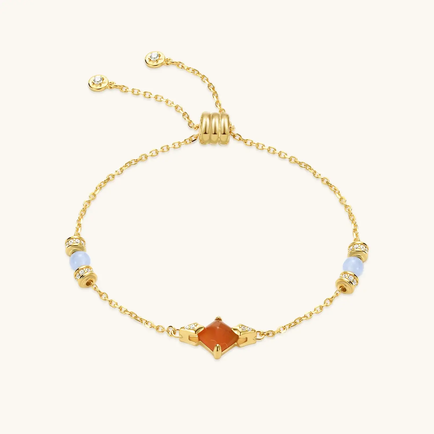 Aqua Dome Carnelian Lariat Bracelet