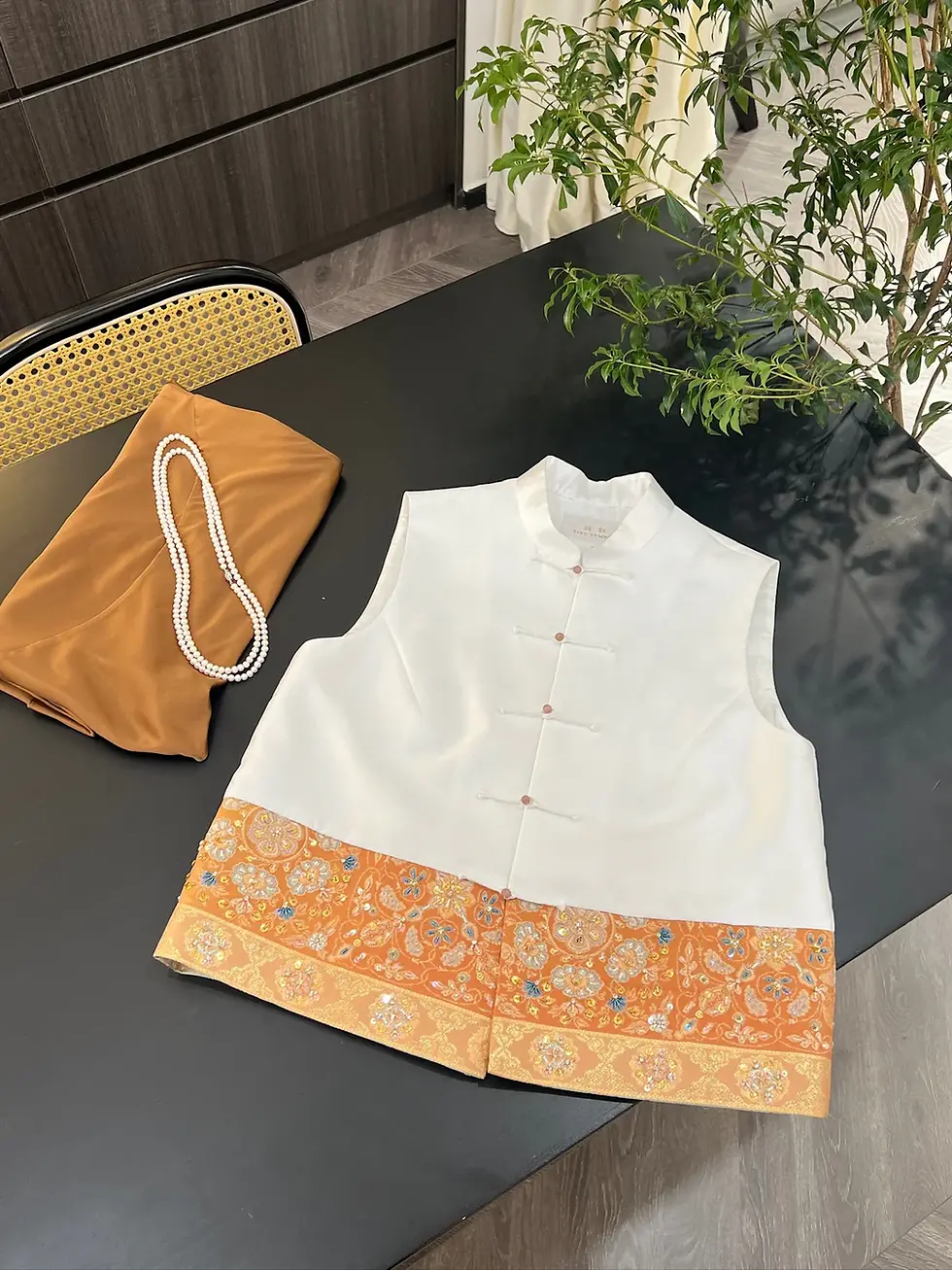 Thumbnail: "Huameng" Nishijin Brocade Panel Vest (Exclusive Piece) 華夢西陣織拼接馬甲（孤品）