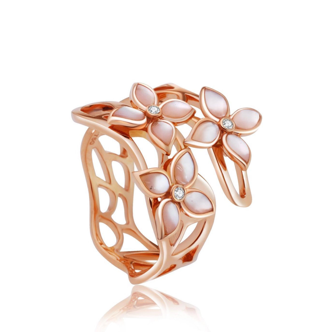 18K Rose Gold Crown Blossom Ring