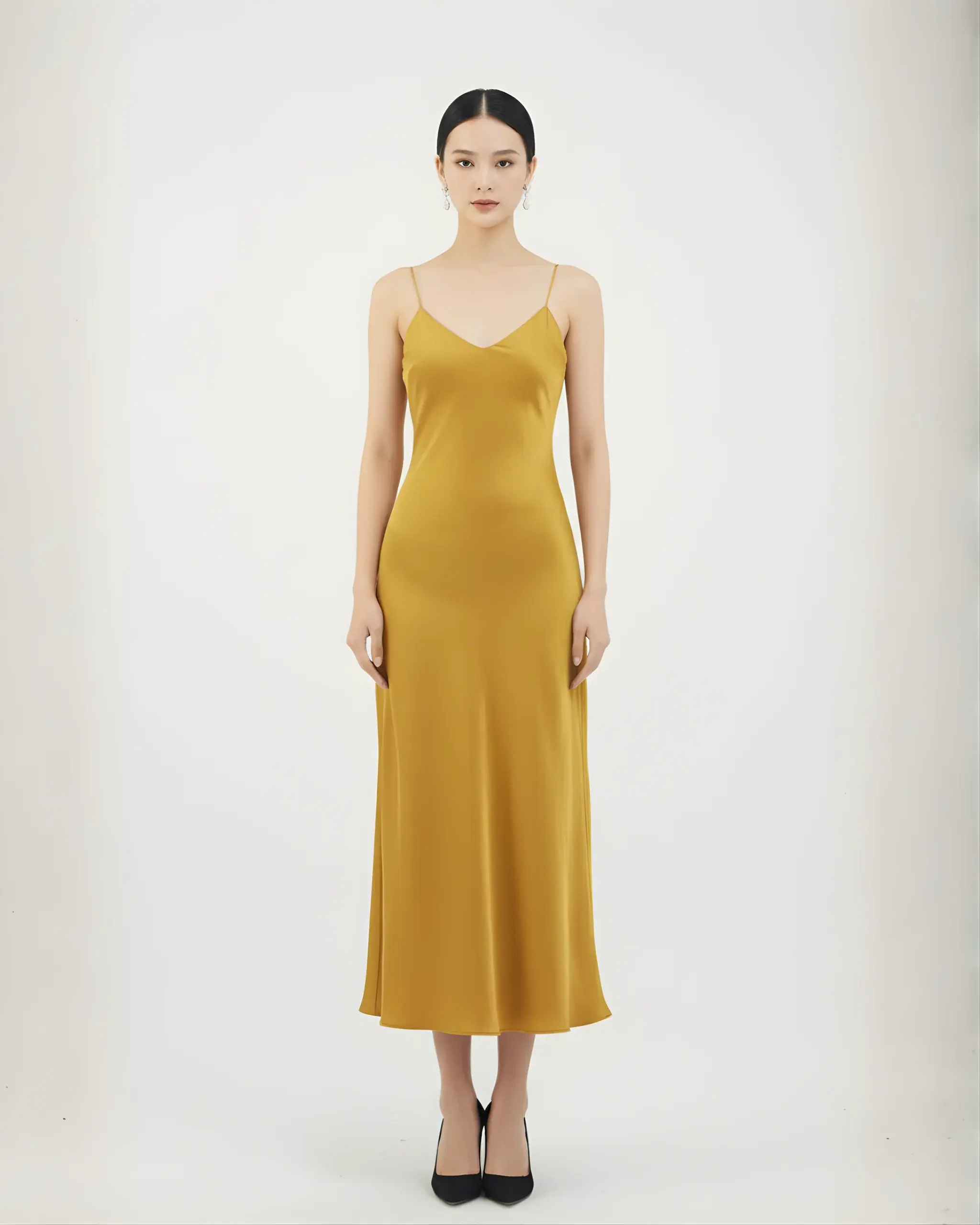 "Golden Mist" Xiangyun Silk Slip Dress 金霧香雲紗吊帶裙