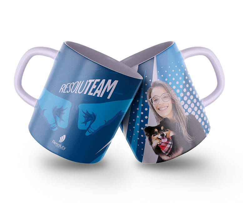 Design de canecas personalizadas - Campanha de endomarketing Resoluteam