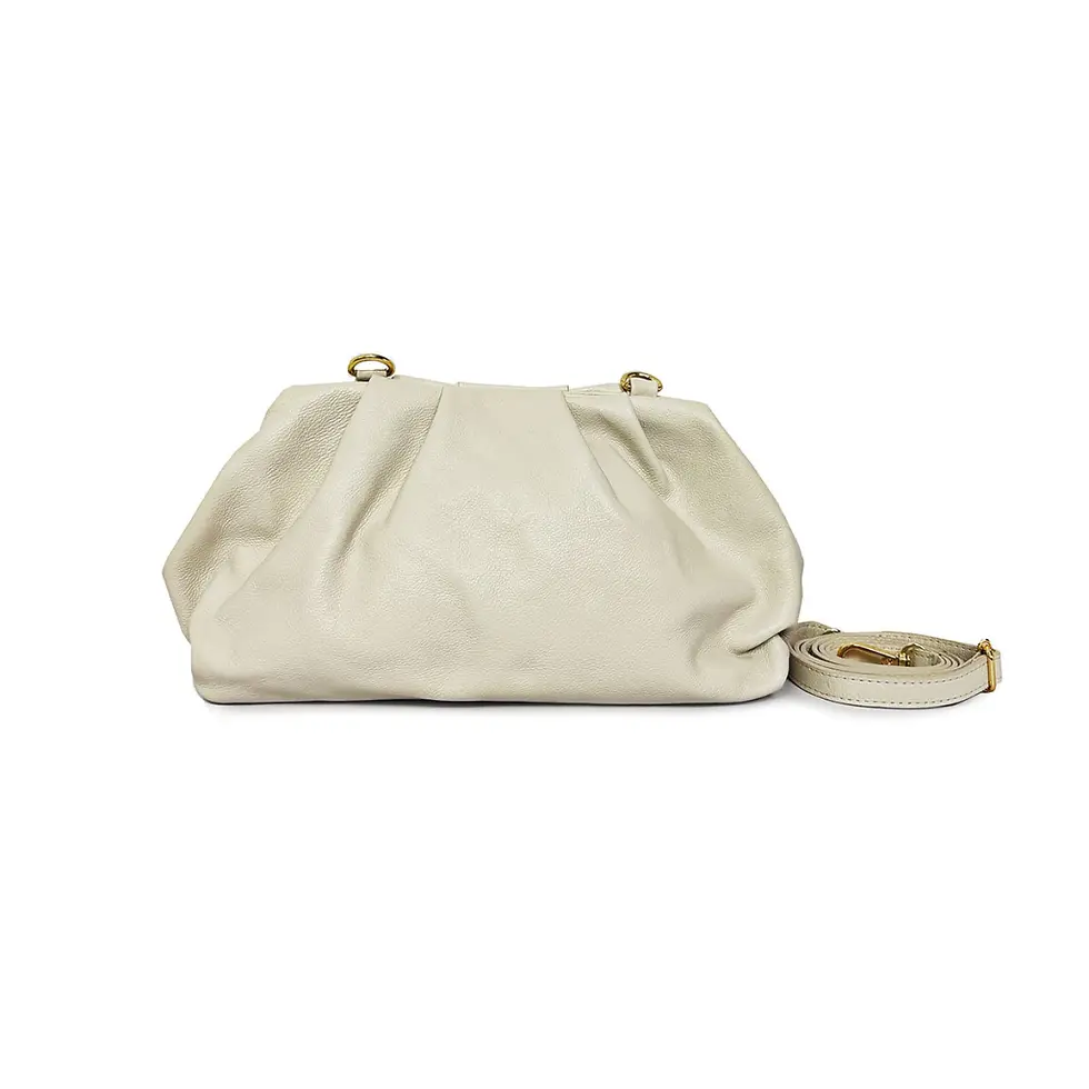 Miniatura: Bolsa Clutch com Alça Tiracolo em Couro Off White Essência