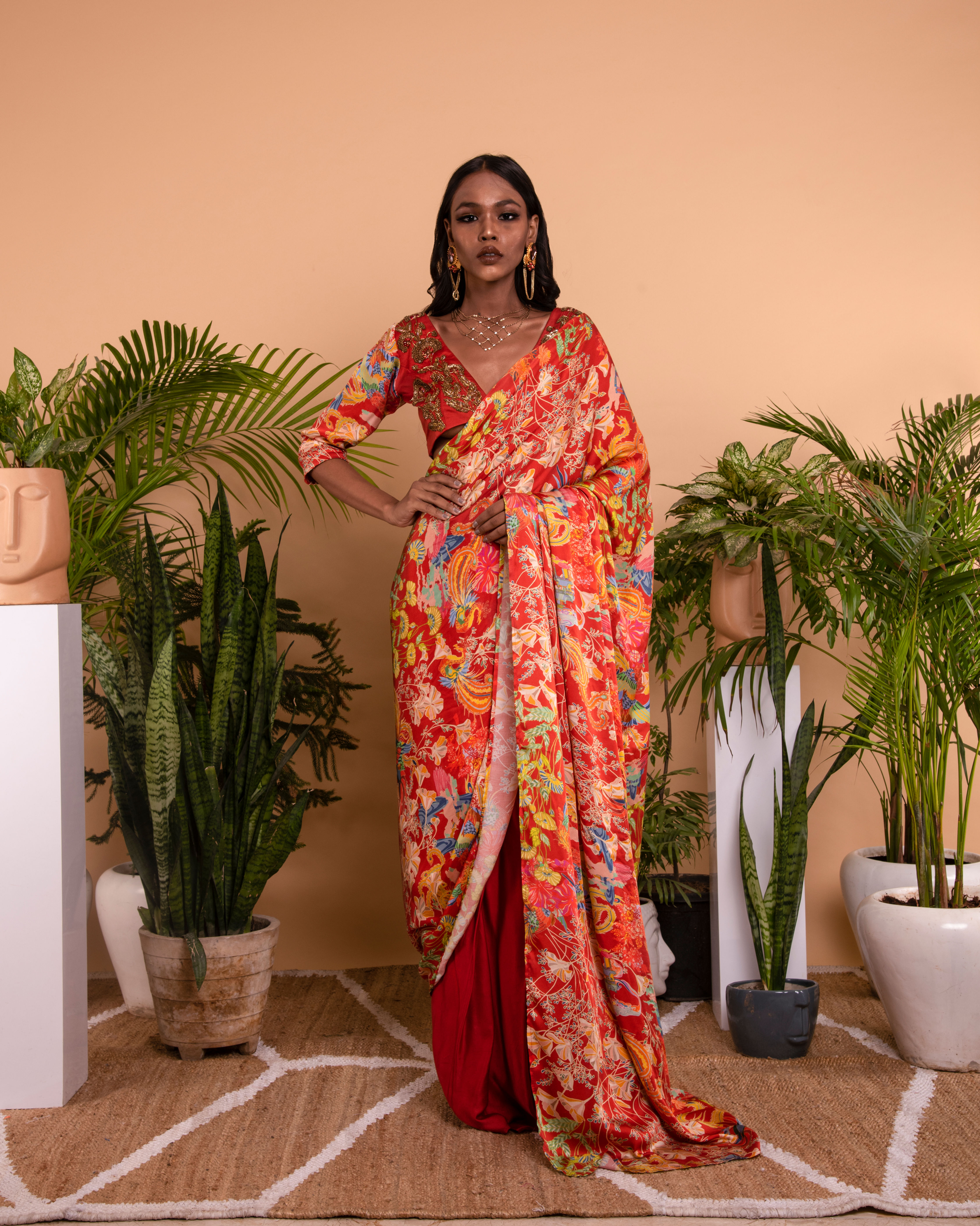 Tangerine Saree