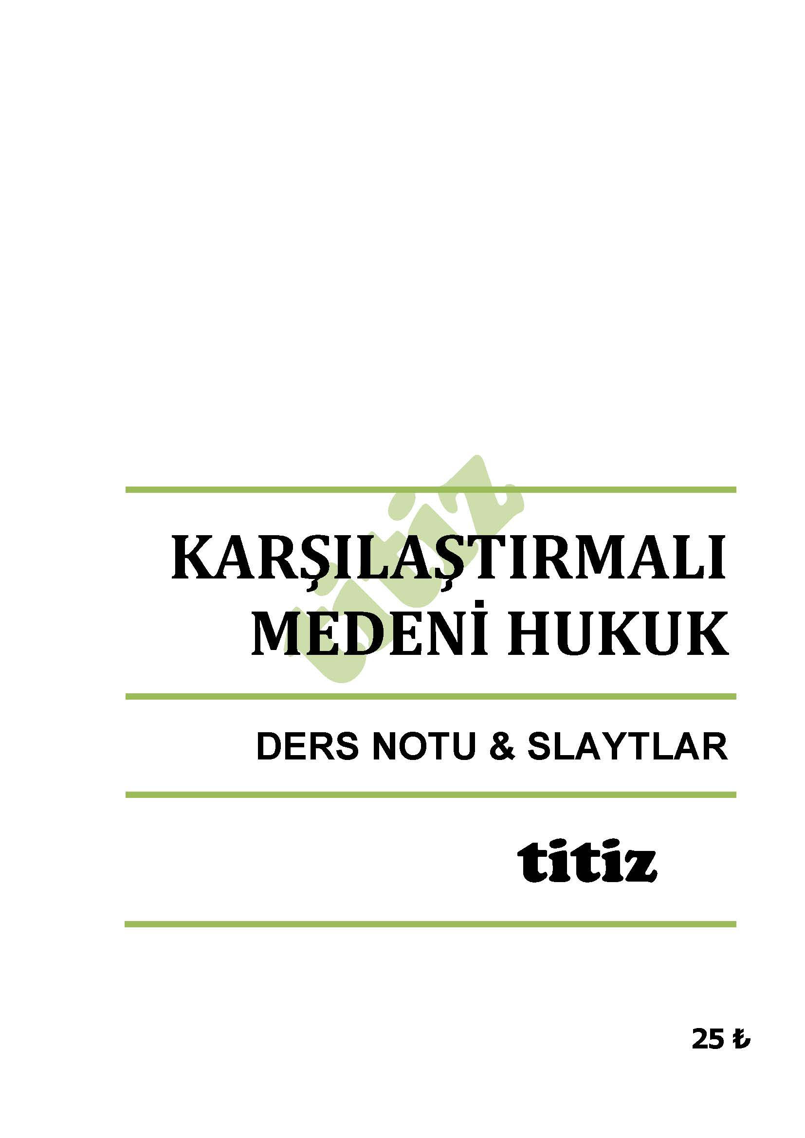 KARŞILAŞTIRMALI MEDENİ HUKUK