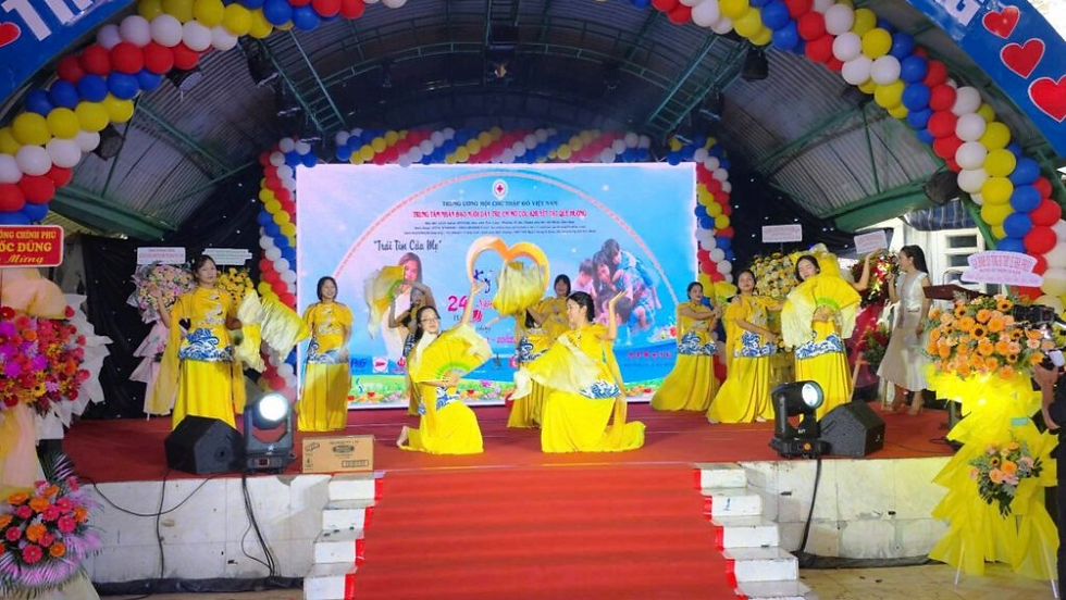 The children at the shelter performed musical and theatrical acts.