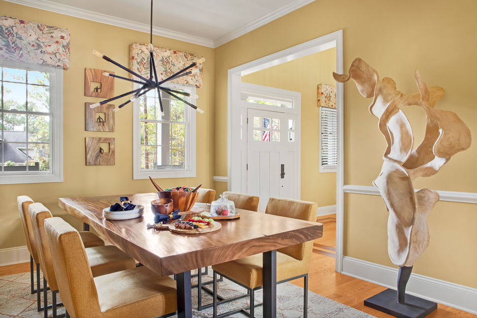 Modern Rustic Dining Room Interior Design in Charlotte NC | Pinehurst Luxury Home