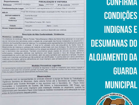 Relatório do SINDSERV confirma condições indignas e desumanas do alojamento da Guarda Municipal