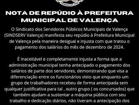 Nota de Repúdio à Prefeitura Municipal de Valença