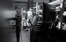 NREL researchers work on the microgrid c