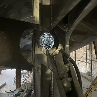 Rough cutout of skeg through to engine room.