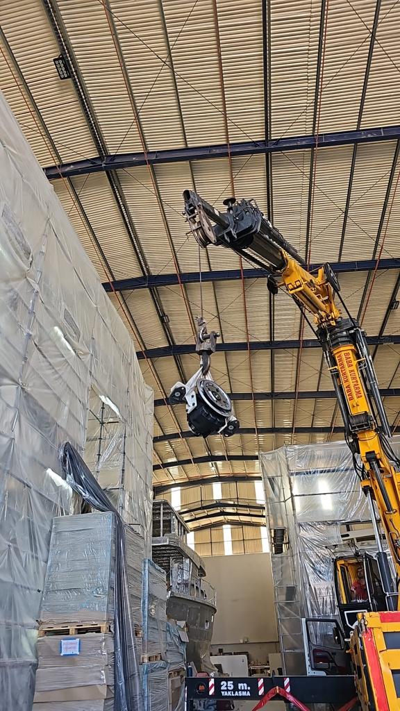 New Gearboxes being lifted up through the main deck.